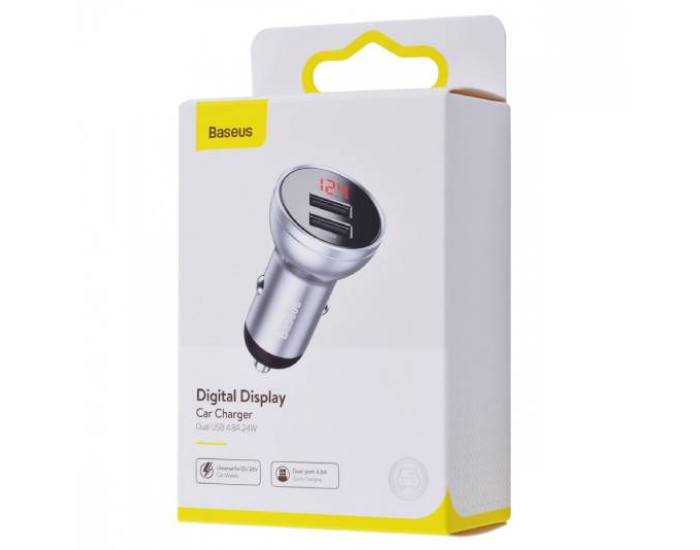 Автомобильное зарядное устройство Baseus Digital Display Dual USB 2USB (4.8A/24W) (CCBX-0G)
