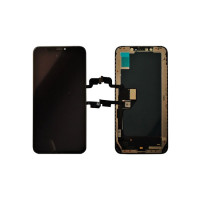 Дисплей з сенсорним екраном (модуль) iPhone XS Max, чорний переклеювання з пластиком камери и датчика наближення