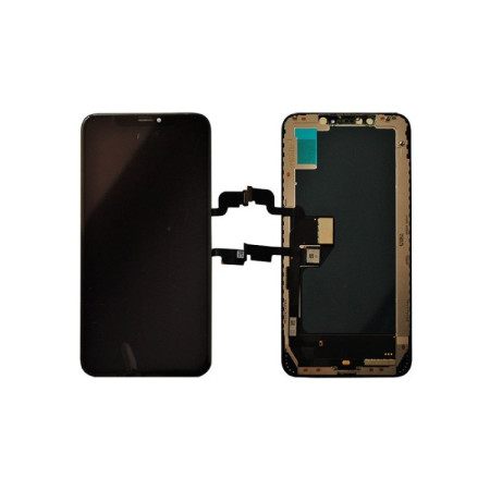 Дисплей с сенсорным экраном (модуль) iPhone XS Max, черный переклейка с пластиком камеры и датчика приближения