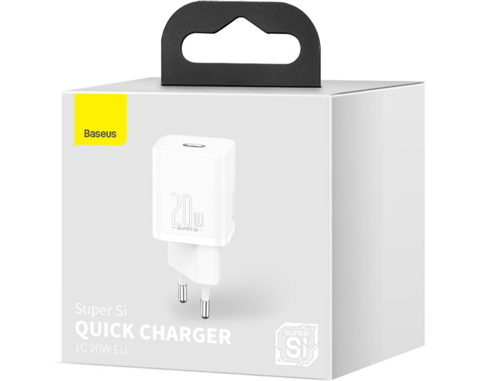 Мережеве зарядний пристрій Baseus 1Type-C Super Si 20W (CCSUP-B02) White