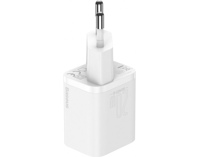 Мережеве зарядний пристрій Baseus 1Type-C Super Si 20W (CCSUP-B02) White