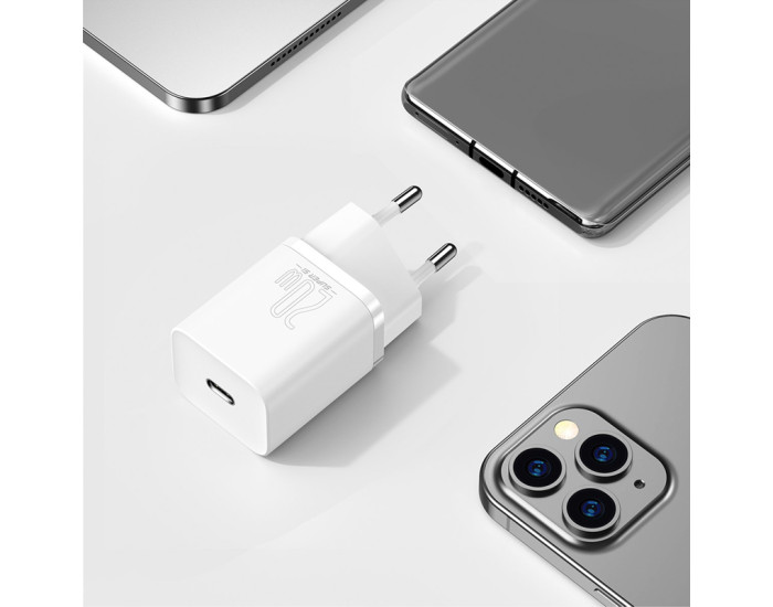 Мережеве зарядний пристрій Baseus 1Type-C Super Si 20W (CCSUP-B02) White