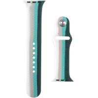 Силиконовый ремешок Braided Apple watch 38mm / 40mm, (Белый / Зеленый) (Класс А)
