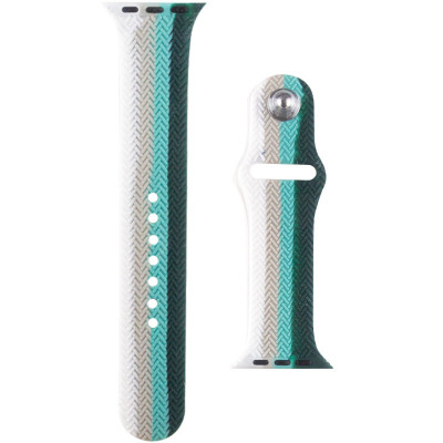 Силиконовый ремешок Braided Apple watch 42mm / 44mm, (Белый / Зеленый) (Класс А)