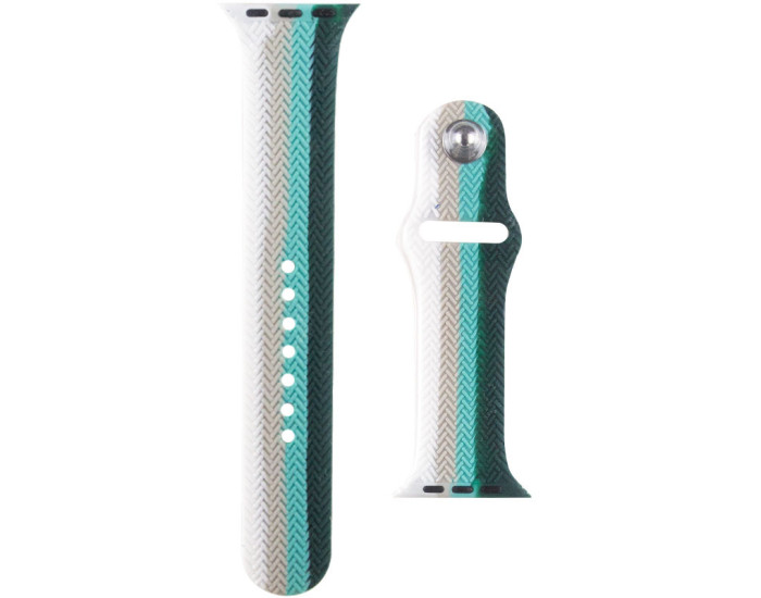 Силиконовый ремешок Braided Apple watch 42mm / 44mm, (Белый / Зеленый)