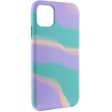Чехол-силикон Case full Aquarelle  Apple iPhone 11, (Бирюзово-сиреневый) (Класс А)