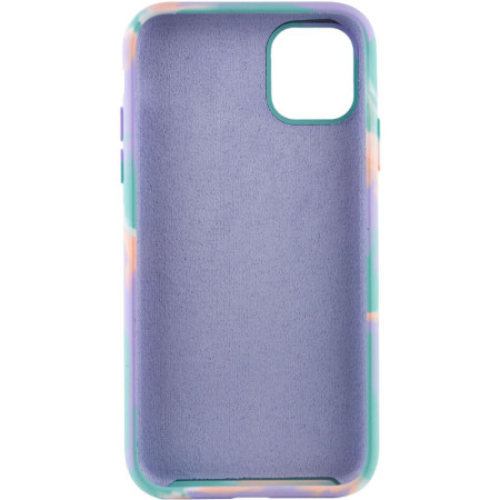 Чехол-силикон Case full Aquarelle  Apple iPhone 11, (Бирюзово-сиреневый) (Класс B)