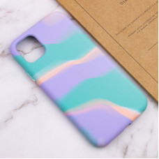 Чехол-силикон Case full Aquarelle iPhone 11 (Бирюзово-сиреневый)