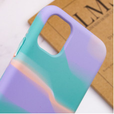Чехол-силикон Case full Aquarelle iPhone 11 (Бирюзово-сиреневый)