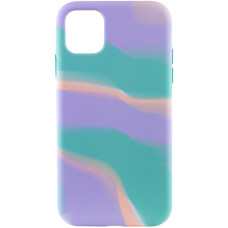 Чехол-силикон Case full Aquarelle iPhone 11 (Бирюзово-сиреневый)
