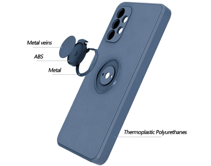 Чохол-силікон Candy Ring Full Camera Samsung Galaxy A72 4G / A72 5G, (Сірий / Lavender Gray)