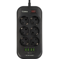 Сетевой фильтр Gelius Pro PowerStrip U-Power (6 220V Ports/ 4 USB ports 3.4A) 2m (GP-PS-002) Black