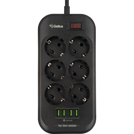Сетевой фильтр Gelius Pro PowerStrip U-Power (6 220V Ports/ 4 USB ports 3.4A) 2m (GP-PS-002) Black