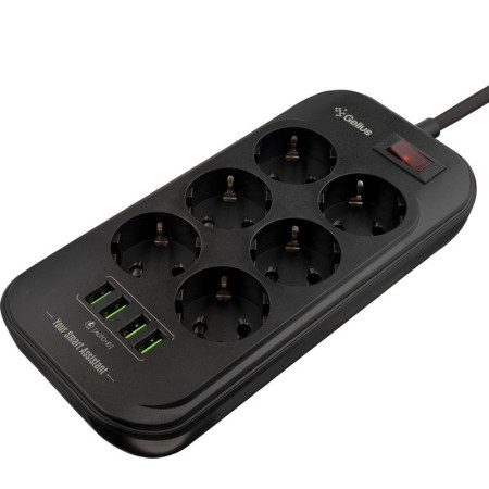 Сетевой фильтр Gelius Pro PowerStrip U-Power (6 220V Ports/ 4 USB ports 3.4A) 2m (GP-PS-002) Black