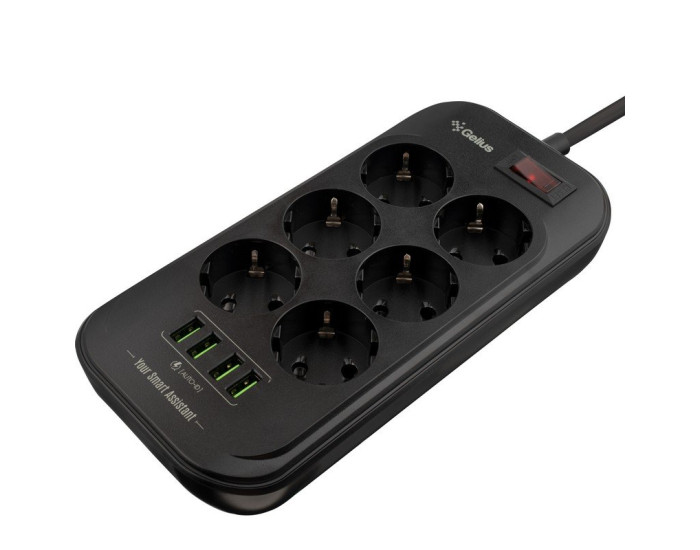 Сетевой фильтр Gelius Pro PowerStrip U-Power (6 220V Ports/ 4 USB ports 3.4A) 2m (GP-PS-002) Black 