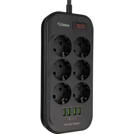 Сетевой фильтр Gelius Pro PowerStrip U-Power (6 220V Ports/ 4 USB ports 3.4A) 2m (GP-PS-002) Black