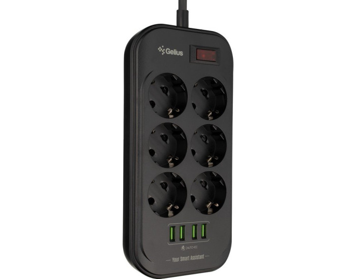 Сетевой фильтр Gelius Pro PowerStrip U-Power (6 220V Ports/ 4 USB ports 3.4A) 2m (GP-PS-002) Black 
