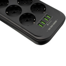 Сетевой фильтр Gelius Pro PowerStrip U-Power (6 220V Ports/ 4 USB ports 3.4A) 2m (GP-PS-002) Black 