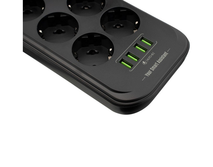 Сетевой фильтр Gelius Pro PowerStrip U-Power (6 220V Ports/ 4 USB ports 3.4A) 2m (GP-PS-002) Black 