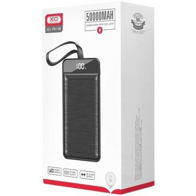 Портативная батарея XO PR158 (PD20W+QC22.5W) 50000mAh Black
