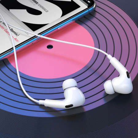 Проводные наушники 3,5 Hoco M101 Crystal Joy Wire-Controlled Earphones с микрофоном (Белый / White)