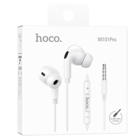 Проводные наушники 3,5 Hoco M101 Crystal Joy Wire-Controlled Earphones с микрофоном (Белый / White)