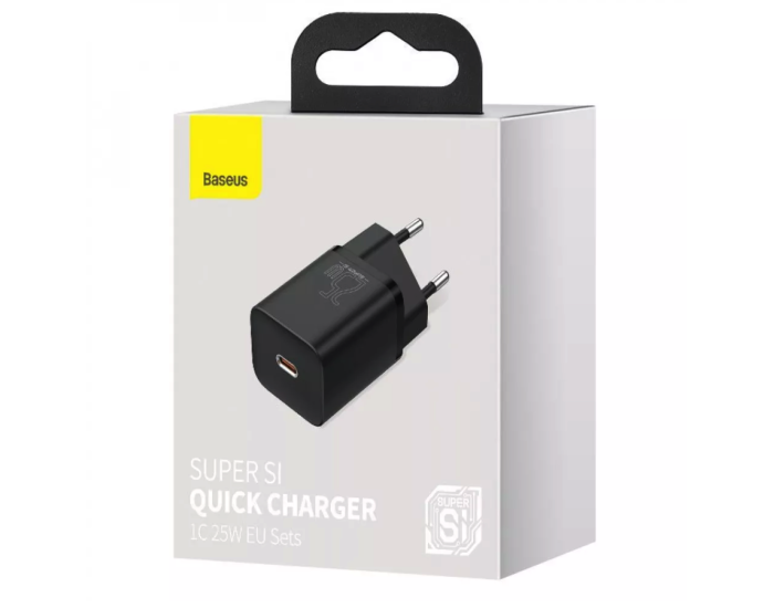 Мережеве зарядний пристрій Baseus 1Type-C Super Si Quick Charger 25W (CCSP020101) Black