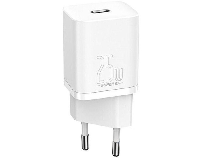 Мережеве зарядний пристрій 1Type-C Baseus Super Si 25W (CCSP020102) White