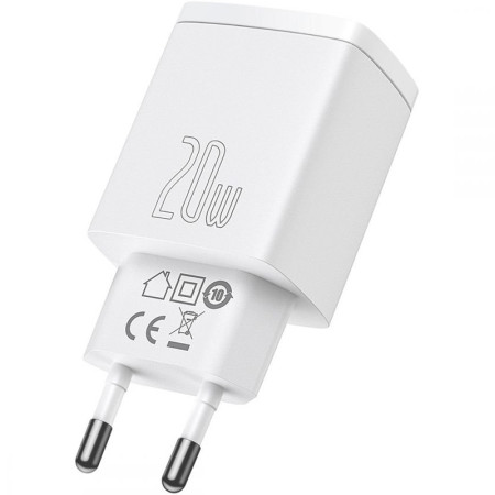 Сетевое зарядное устройство Baseus 1USB + Type-C Compact QC 20W (CCXJ-B) (Белый \ White) (Класс B)