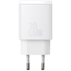 Мережеве зарядний пристрій Baseus 1USB + Type-C Compact QC 20W (CCXJ-B) (Білий  White)