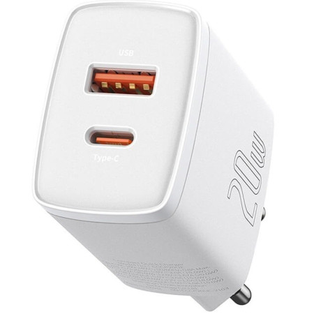 Сетевое зарядное устройство Baseus 1USB + Type-C Compact QC 20W (CCXJ-B) (Белый \ White) (Класс B)