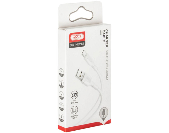 Кабель USB XO NB212 USB to Type-C (2.1A/1m) White