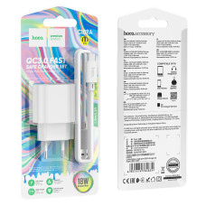 Сетевое зарядное устройство Hoco C109A Fighter 1USB (18W/QC3.0) с кабелем Type-C Белый