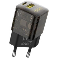 Мережеве зарядний пристрій XO CE05 1USB+1Type-C (PD30W+QC3.0 18W) Brown