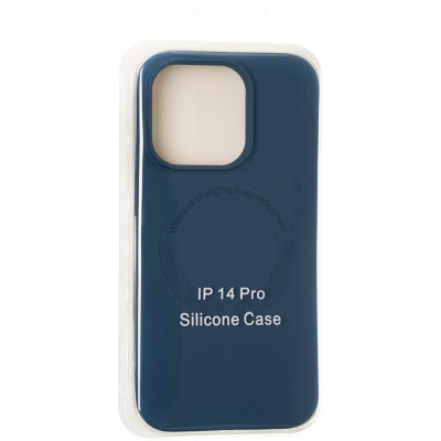 Чехол-силикон оригинал Full Soft Matte Case with MagSafe iPhone 14 Pro Темно-синий