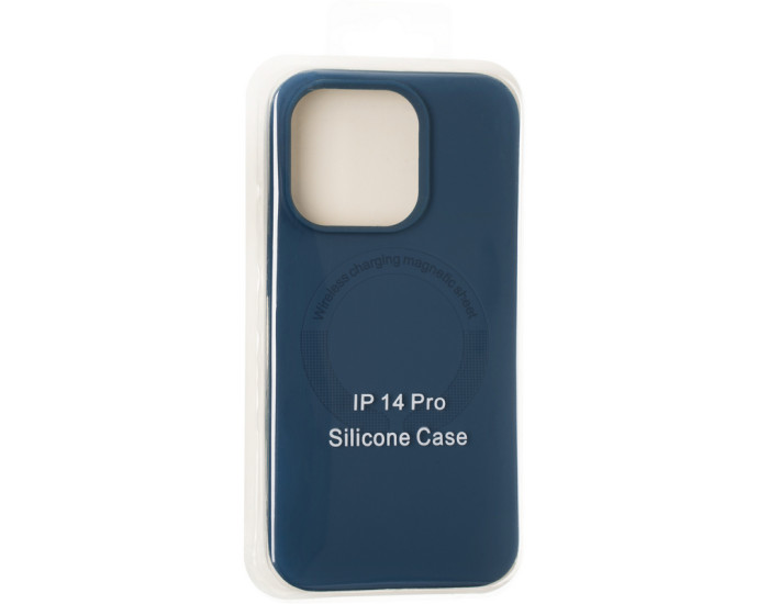 Чехол-силикон оригинал Full Soft Matte Case with MagSafe iPhone 14 Pro Темно-синий