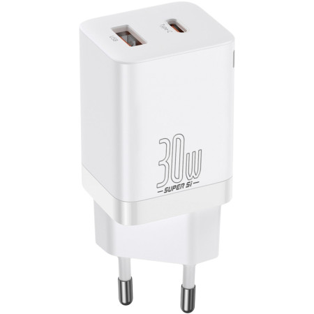 Сетевое зарядное устройство Baseus Super Si Pro Quick Charger 30W (USB-A + Type-C) (CCSUPP-E02) White