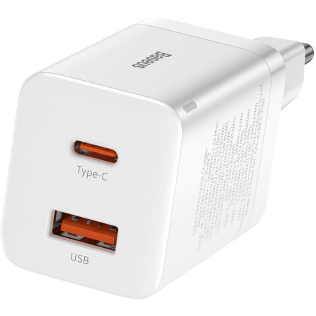 Сетевое зарядное устройство Baseus Super Si Pro Quick Charger 30W (USB-A + Type-C) (CCSUPP-E02) White