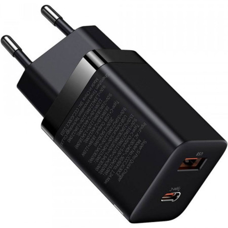 Сетевое зарядное устройство Baseus Super Si Pro Quick Charger 30W (USB-A + Type-C) (CCSUPP-E01) Black