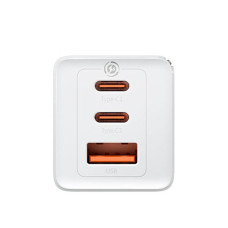Мережеве зарядний пристрій Baseus GaN5 Pro Fast Charger (2C+U 65W) + Кабель Type-C toType-C (100W)(CCGP120202) 1m White