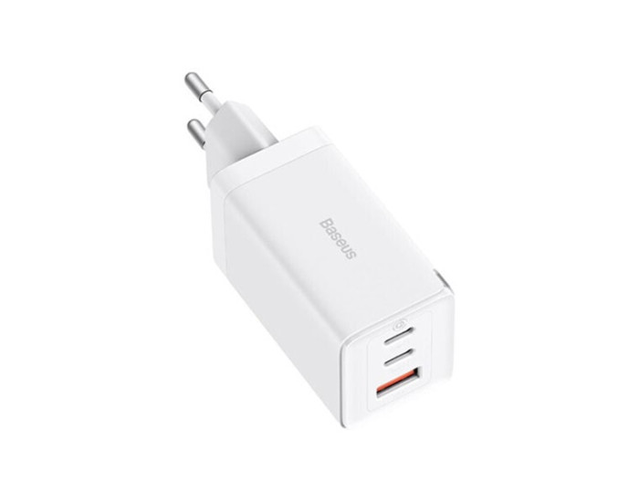 Мережеве зарядний пристрій Baseus GaN5 Pro Fast Charger (2C+U 65W) + Кабель Type-C toType-C (100W)(CCGP120202) 1m White