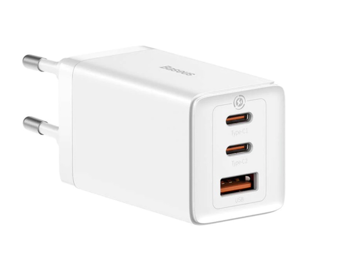 Мережеве зарядний пристрій Baseus GaN5 Pro Fast Charger (2C+U 65W) + Кабель Type-C toType-C (100W)(CCGP120202) 1m White