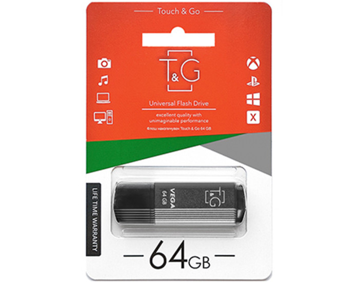 Флешка USB 64Gb T&G Vega 121, серая