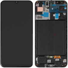Дисплей з сенсорним екраном (модуль) Samsung A505 A50 2019, A507 A50s, чорний з рамкою, переклеювання