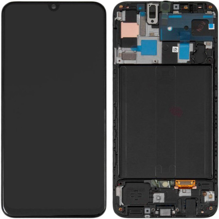 Дисплей с сенсорным экраном (модуль) Samsung A505 A50 2019, A507 A50s, черный с рамкой, переклейка