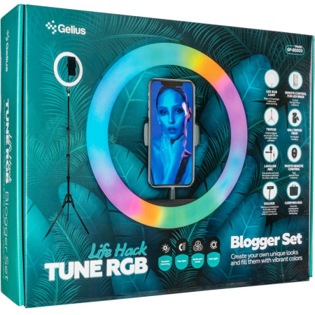 Кольцевая лампа Gelius Pro Blogger Set Life Hack Tune RGB GP-BS003