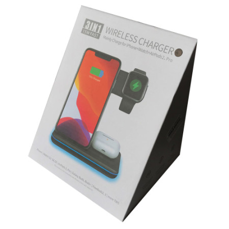 Беспроводная зарядка 3 IN1 NEW All WIRELESS (iPhone, iWatch, AirPods) 15W FAST ORIGINAL Black
