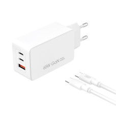 Сетевое зарядное устройство XO CE13 (EU) 65W GaN tech fast charging with Type-c cable (Белый / White)