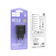 Сетевое зарядное устройство Hoco C140A Smart single port 1USB (18W/QC3.0) Black (Класс B)