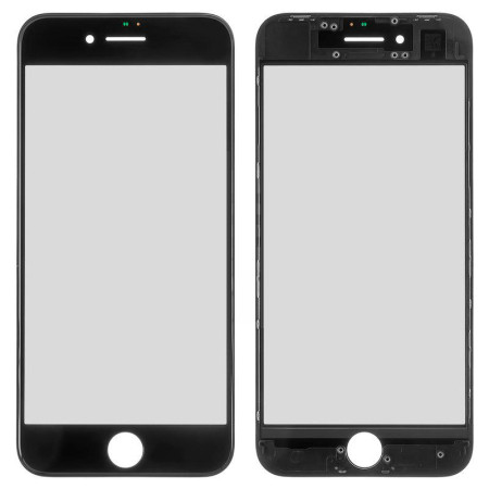 Скло фронтальне c OCA-пленкой iPhone 8 / SE 2020/ SE 2022, чорне з рамкою